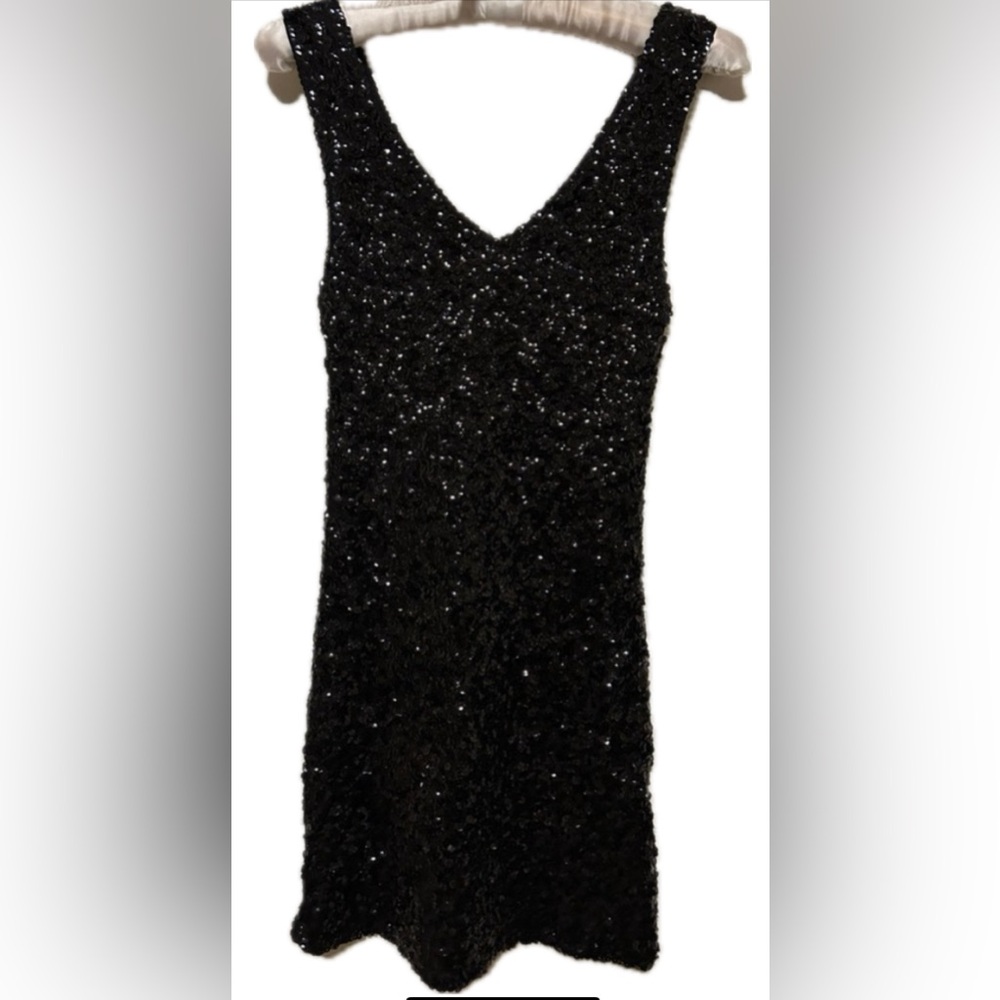 Stretchy Black Sequin Sleeveless Bodycon Mini Dress